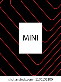 Minimal vector cover. Linear striped template for printing. Flat geometric backdrop design. Black Red White graphic layout. Lines Stripes poster. Banner design in simple colors. Vector cover.