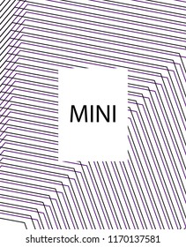 Minimal vector cover. Linear striped template for printing. Flat geometric backdrop design. Black Purple White graphic layout. Cover print template. Banner design in simple colors. Vector cover.