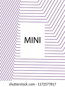 Minimal vector cover. Linear striped template for printing. Flat geometric backdrop design. Black Purple White banner template. Lines Stripes poster. Minimal geometry cover design. Abstract cover