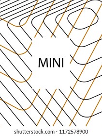 Minimal vector cover. Linear striped template for printing. Flat geometric backdrop design. Black Mustard White graphic layout. Lines Stripes poster. Minimal geometry cover design. Eps10 banner
