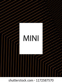 Minimal vector cover. Linear striped template for printing. Flat geometric backdrop design. Black Mustard Gold banner template. Minimal flyer template. Cover design in Black Gold White. Abstract cover