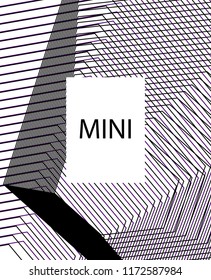 Minimal vector cover. Linear striped template for printing. Flat geometric backdrop design. Black Purple White abstract banner. Minimal flyer template. Banner design in simple colors. Vector cover.