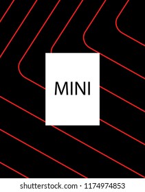 Minimal vector cover. Linear striped template for printing. Flat geometric backdrop design. Black Red White abstract banner. Minimal flyer template. Minimal geometry cover design. Eps10 banner