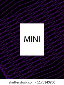 Minimal vector cover. Linear striped template for printing. Flat geometric backdrop design. Black Purple White banner template. Cover print template. Violet purple vibe print design. Vector cover.