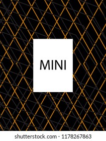 Minimal vector cover. Linear striped template for printing. Flat geometric backdrop design. Black Mustard Gold graphic layout. Cover print template. Minimal geometry cover design. Vector cover.