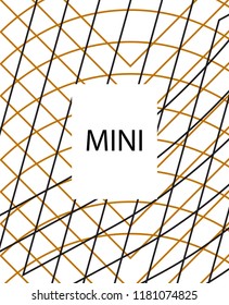 Minimal vector cover. Linear striped template for printing. Flat geometric backdrop design. Black Mustard White graphic layout. Lines Stripes poster. Minimal geometry cover design. Vector cover.