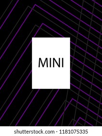 Minimal vector cover. Linear striped template for printing. Flat geometric backdrop design. Black Purple White banner template. Lines Stripes poster. Violet purple vibe print design. Abstract cover