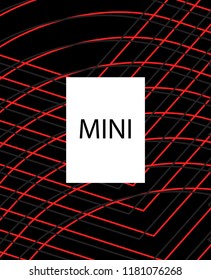 Minimal vector cover. Linear striped template for printing. Flat geometric backdrop design. Black Red White graphic layout. Cover print template. Minimal geometry cover design. Abstract cover