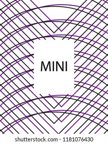 Minimal vector cover. Linear striped template for printing. Flat geometric backdrop design. Black Purple White graphic layout. Cover print template. Minimal geometry cover design. Eps10 banner