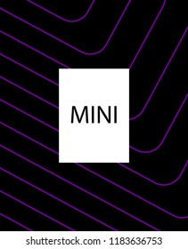Minimal vector cover. Linear striped template for printing. Flat geometric backdrop design. Black Purple White banner template. Lines Stripes poster. Banner design in simple colors. Eps10 banner