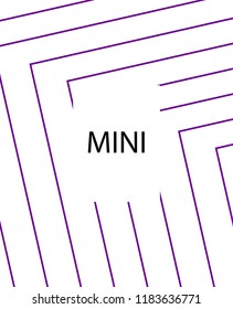 Minimal vector cover. Linear striped template for printing. Flat geometric backdrop design. Black Purple White abstract banner. Cover print template. Minimal geometry cover design. Abstract cover