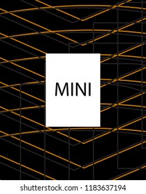 Minimal vector cover. Linear striped template for printing. Flat geometric backdrop design. Black Mustard Gold graphic layout. Cover print template. Cover design in Black Gold White. Eps10 banner