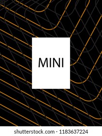 Minimal vector cover. Linear striped template for printing. Flat geometric backdrop design. Black Mustard Gold abstract banner. Cover print template. Banner design in simple colors. Abstract cover