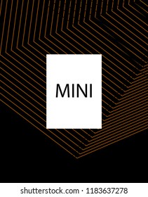 Minimal vector cover. Linear striped template for printing. Flat geometric backdrop design. Black Mustard Gold banner template. Minimal flyer template. Banner design in simple colors. Vector cover.