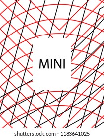 Minimal vector cover. Linear striped template for printing. Flat geometric backdrop design. Black Red White abstract banner. Cover print template. Minimal geometry cover design. Abstract cover