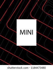 Minimal vector cover. Linear striped template for printing. Flat geometric backdrop design. Black Red White abstract banner. Minimal flyer template. Minimal geometry cover design. Eps10 banner