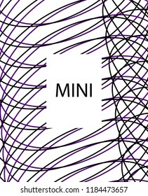 Minimal vector cover. Linear striped template for printing. Flat geometric backdrop design. Black Purple White banner template. Cover print template. Banner design in simple colors. Abstract cover