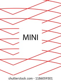 Minimal vector cover. Linear striped template for printing. Flat geometric backdrop design. Black Red White graphic layout. Minimal flyer template. Banner design in simple colors. Eps10 banner