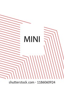 Minimal vector cover. Linear striped template for printing. Flat geometric backdrop design. Black Red White graphic layout. Minimal flyer template. Banner design in simple colors. Eps10 banner