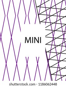 Minimal vector cover. Linear striped template for printing. Flat geometric backdrop design. Black Purple White banner template. Cover print template. Minimal geometry cover design. Eps10 banner