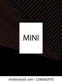 Minimal vector cover. Linear striped template for printing. Flat geometric backdrop design. Black Mustard Gold graphic layout. Cover print template. Minimal geometry cover design. Eps10 banner