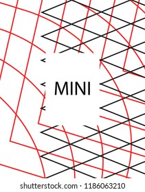 Minimal vector cover. Linear striped template for printing. Flat geometric backdrop design. Black Red White graphic layout. Cover print template. Minimal geometry cover design. Eps10 banner