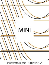 Minimal vector cover. Linear striped template for printing. Flat geometric backdrop design. Black Gold White abstract banner. Cover print template. Cover design in Black Gold White. Eps10 banner