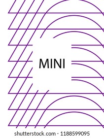 Minimal vector cover. Linear striped template for printing. Flat geometric backdrop design. Black Purple White banner template. Lines Stripes poster. Violet purple vibe print design. Eps10 banner