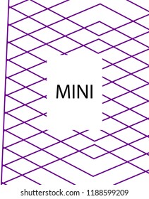 Minimal vector cover. Linear striped template for printing. Flat geometric backdrop design. Black Purple White graphic layout. Cover print template. Banner design in simple colors. Eps10 banner