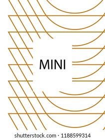 Minimal vector cover. Linear striped template for printing. Flat geometric backdrop design. Yellow Mustard Gold banner template Minimal flyer template. Minimal geometry cover design. Vector cover.