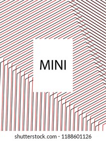 Minimal vector cover. Linear striped template for printing. Flat geometric backdrop design. Black Red White abstract banner. Cover print template. Minimal geometry cover design. Vector cover.