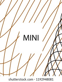 Minimal vector cover. Linear striped template for printing. Flat geometric backdrop design. Black Mustard White graphic layout. Lines Stripes poster. Banner design in simple colors. Eps10 banner