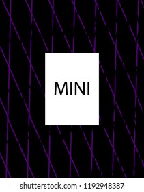 Minimal vector cover. Linear striped template for printing. Flat geometric backdrop design. Black Purple White banner template. Minimal flyer template. Banner design in simple colors. Vector cover.