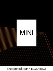 Minimal vector cover. Linear striped template for printing. Flat geometric backdrop design. Black Mustard Gold banner template. Lines Stripes poster. Minimal geometry cover design. Abstract cover