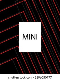Minimal vector cover. Linear striped template for printing. Flat geometric backdrop design. Black Red White banner template. Cover print template. Banner design in simple colors. Eps10 banner