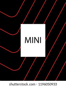 Minimal vector cover. Linear striped template for printing. Flat geometric backdrop design. Black Red White banner template. Minimal flyer template. Banner design in simple colors. Vector cover.