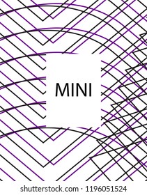 Minimal vector cover. Linear striped template for printing. Flat geometric backdrop design. Black Purple White abstract banner. Cover print template. Minimal geometry cover design. Abstract cover