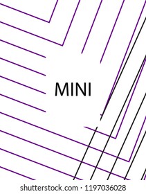 Minimal vector cover. Linear striped template for printing. Flat geometric backdrop design. Black Purple White banner template. Minimal flyer template. Violet purple vibe print design. Eps10 banner
