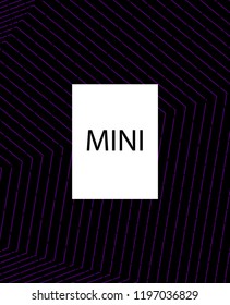 Minimal vector cover. Linear striped template for printing. Flat geometric backdrop design. Black Purple White banner template. Cover print template. Banner design in simple colors. Vector cover.