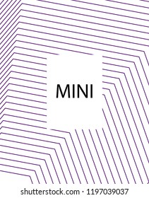 Minimal vector cover. Linear striped template for printing. Flat geometric backdrop design. Black Purple White banner template. Cover print template. Minimal geometry cover design. Abstract cover