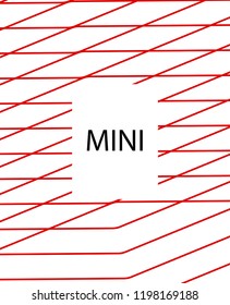 Minimal vector cover. Linear striped template for printing. Flat geometric backdrop design. Black Red White banner template. Minimal flyer template. Banner design in simple colors. Vector cover.