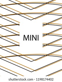 Minimal vector cover. Linear striped template for printing. Flat geometric backdrop design. Black Gold White abstract banner. Lines Stripes poster. Minimal geometry cover design. Eps10 banner