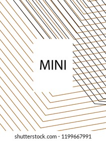 Minimal vector cover. Linear striped template for printing. Flat geometric backdrop design. Black Gold White abstract banner. Lines Stripes poster. Minimal geometry cover design. Vector cover.