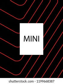 Minimal vector cover. Linear striped template for printing. Flat geometric backdrop design. Black Red White graphic layout. Lines Stripes poster. Minimal geometry cover design. Vector cover.
