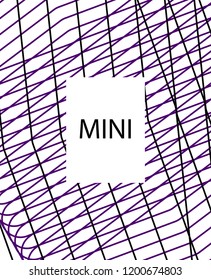 Minimal vector cover. Linear striped template for printing. Flat geometric backdrop design. Black Purple White banner template. Cover print template. Banner design in simple colors. Vector cover.