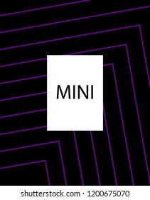 Minimal vector cover. Linear striped template for printing. Flat geometric backdrop design. Black Purple White graphic layout. Cover print template. Banner design in simple colors. Eps10 banner