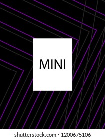 Minimal vector cover. Linear striped template for printing. Flat geometric backdrop design. Black Purple White banner template. Cover print template. Violet purple vibe print design. Eps10 banner