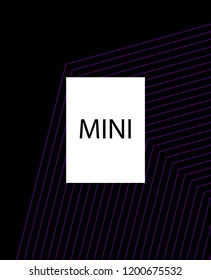 Minimal vector cover. Linear striped template for printing. Flat geometric backdrop design. Black Purple White banner template. Lines Stripes poster. Banner design in simple colors. Vector cover.