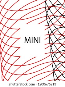 Minimal vector cover. Linear striped template for printing. Flat geometric backdrop design. Black Red White abstract banner. Minimal flyer template. Banner design in simple colors. Abstract cover