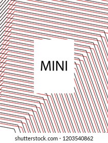 Minimal vector cover. Linear striped template for printing. Flat geometric backdrop design. Black Red White abstract banner. Minimal flyer template. Rich Scarlet Burgundy cover design. Eps10 banner